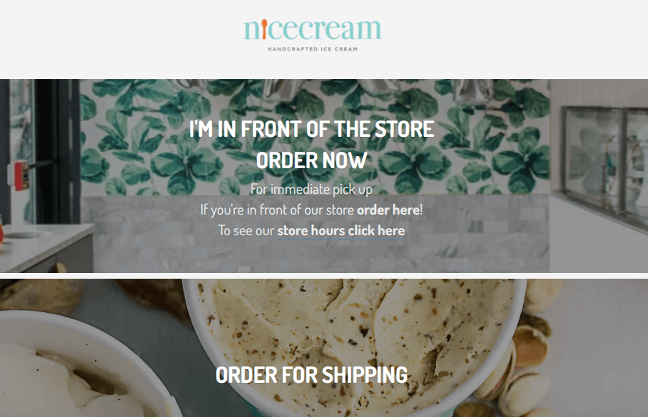 Screenshot of a Strikingly user's website selling ice cream Screenshot of a Strikingly user's website selling ice cream